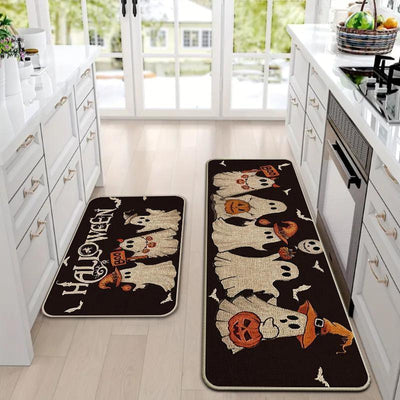 Halloween Kitchen Mat Set, 2-Piece Non-Slip Soft Mats, Halloween Carpet Set for Home Decor, Ideal for Kitchen Living Room Bedroom Use, Decorative Rug