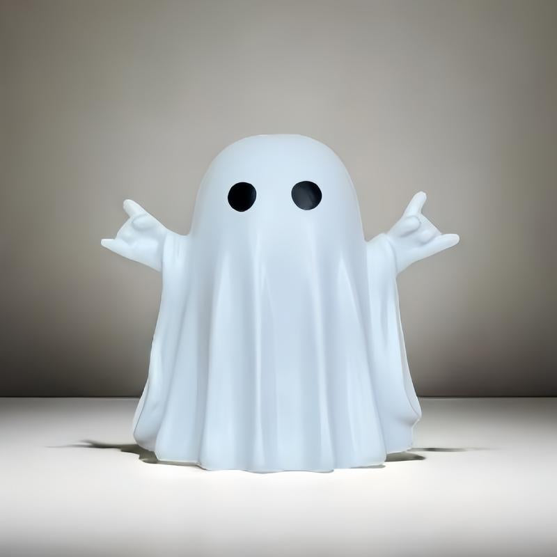 Halloween Ghost Figurine – Spooky Resin Middle Finger Ghost | Cute & Edgy Halloween Decor for Porch, Home & Parties
