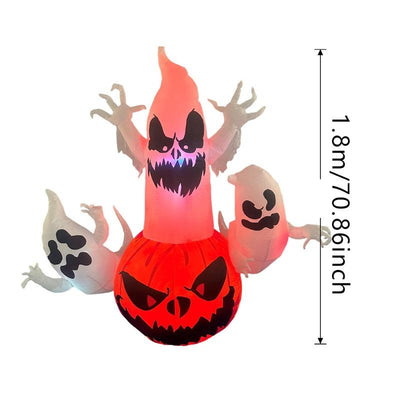 Halloween Inflatable 3-Layer Stackable Pumpkin with Built-In Lights, Scene Decoration, Room Decor, Home Decor, Party Supplies, Ipx4 Waterproof