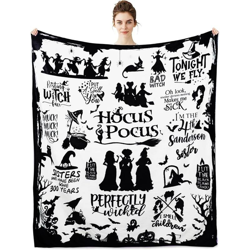 Halloween Witch Blanket – Soft Fleece Throw for Couch, Sofa & Bed