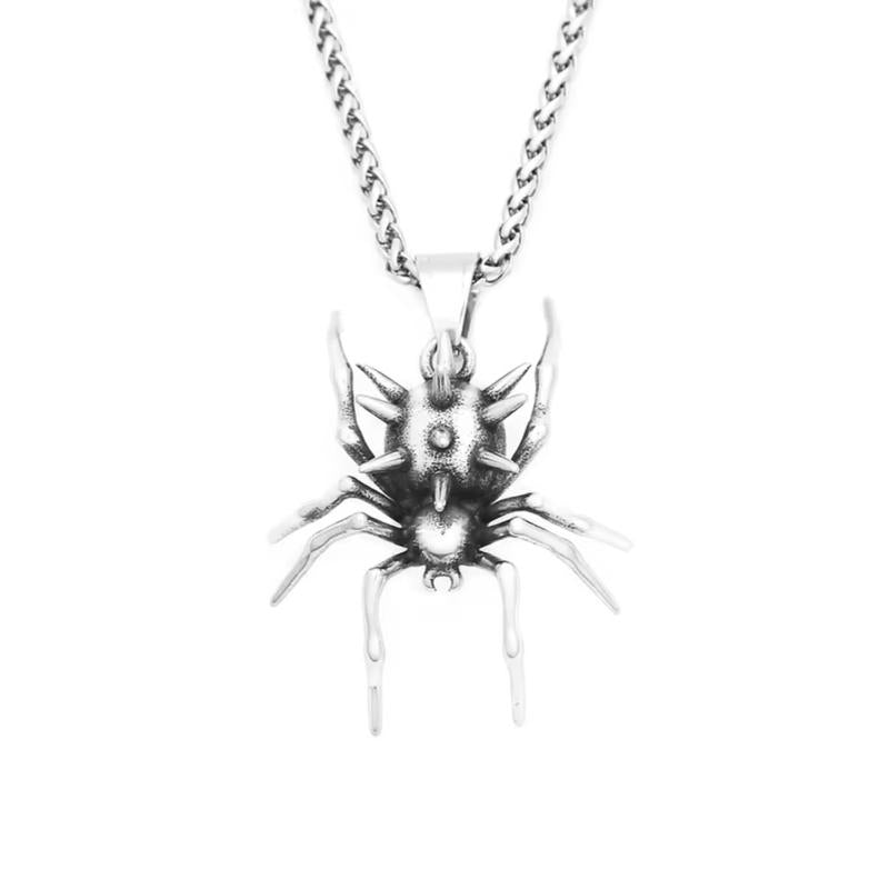 Spike Spider Halloween Necklace - Stainless Steel Necklace, Horror Accessories, Halloween Accessories