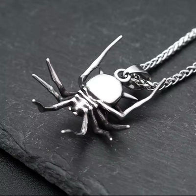 Spike Spider Halloween Necklace - Stainless Steel Necklace, Horror Accessories, Halloween Accessories