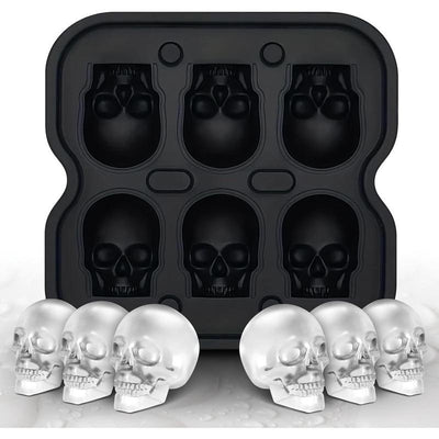 1Pc 6 Holes Skull Ice Cube Silicone Mold - Perfect for DIY Bar Parties, Cool Whiskey, Wine, Chocolate, Soap, Cake, and Fondant Making - Halloween Decor Kitchen Utensils Beverage Skeleton Tray Drink Shaped