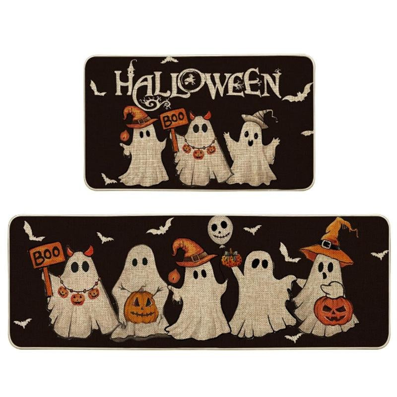 Halloween Kitchen Mat Set, 2-Piece Non-Slip Soft Mats, Halloween Carpet Set for Home Decor, Ideal for Kitchen Living Room Bedroom Use, Decorative Rug