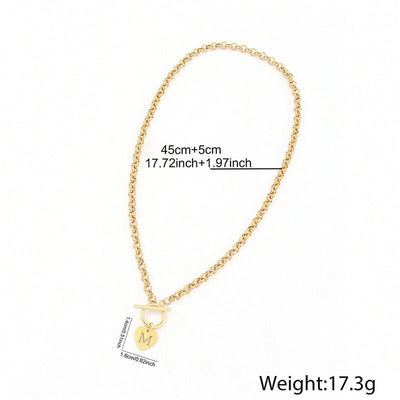 Meraki Initial Necklace 26 English Letter Pendant Necklace Simple OT Buckle Nostalgic Erotic Book Necklace Woman Letter