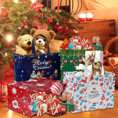 Large Reusable Christmas Gift Bags – Durable Holiday Tote (16 Styles)