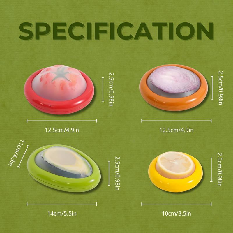 4PCS Fruit Storage Box, Avocado Saver, Reusable Storage Containers for Fridge, Fruit & Vegetable Storage for Onion, Tomato, Lemon