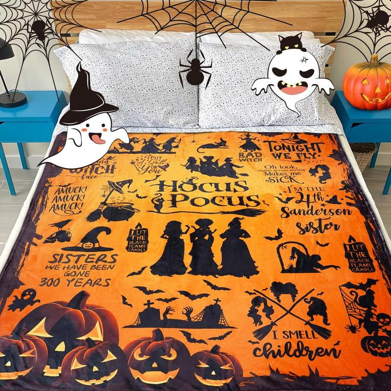Halloween Witch Blanket – Soft Fleece Throw for Couch, Sofa & Bed