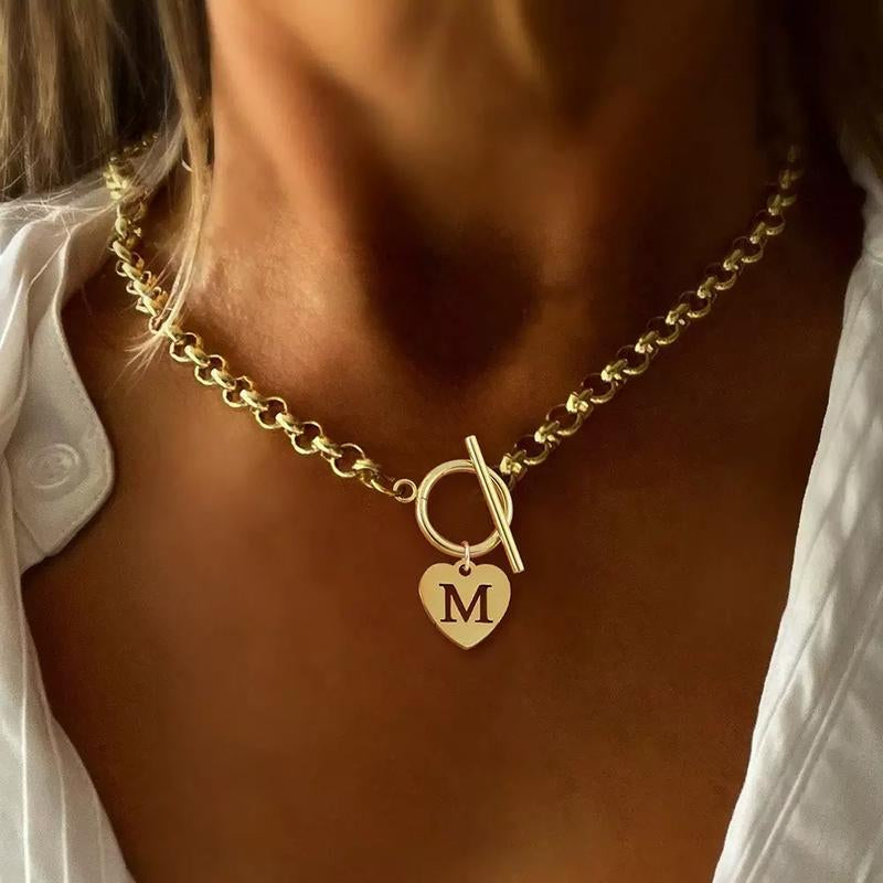 Meraki Initial Necklace 26 English Letter Pendant Necklace Simple OT Buckle Nostalgic Erotic Book Necklace Woman Letter