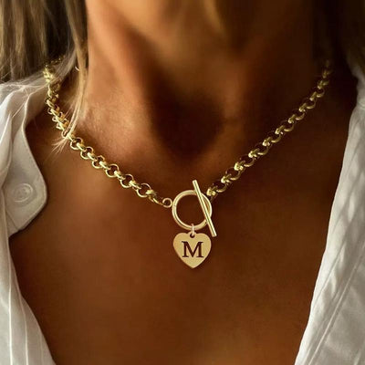 Meraki Initial Necklace 26 English Letter Pendant Necklace Simple OT Buckle Nostalgic Erotic Book Necklace Woman Letter