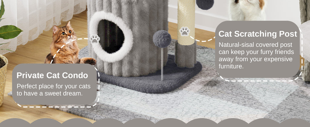 Small Cat Tree 53cm - Scratching Post, Cave & Perch Tower