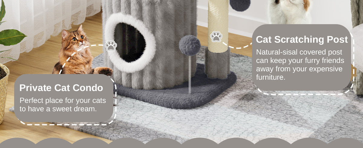 Small Cat Tree 53cm - Scratching Post, Cave & Perch Tower