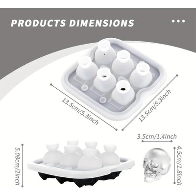 1Pc 6 Holes Skull Ice Cube Silicone Mold - Perfect for DIY Bar Parties, Cool Whiskey, Wine, Chocolate, Soap, Cake, and Fondant Making - Halloween Decor Kitchen Utensils Beverage Skeleton Tray Drink Shaped