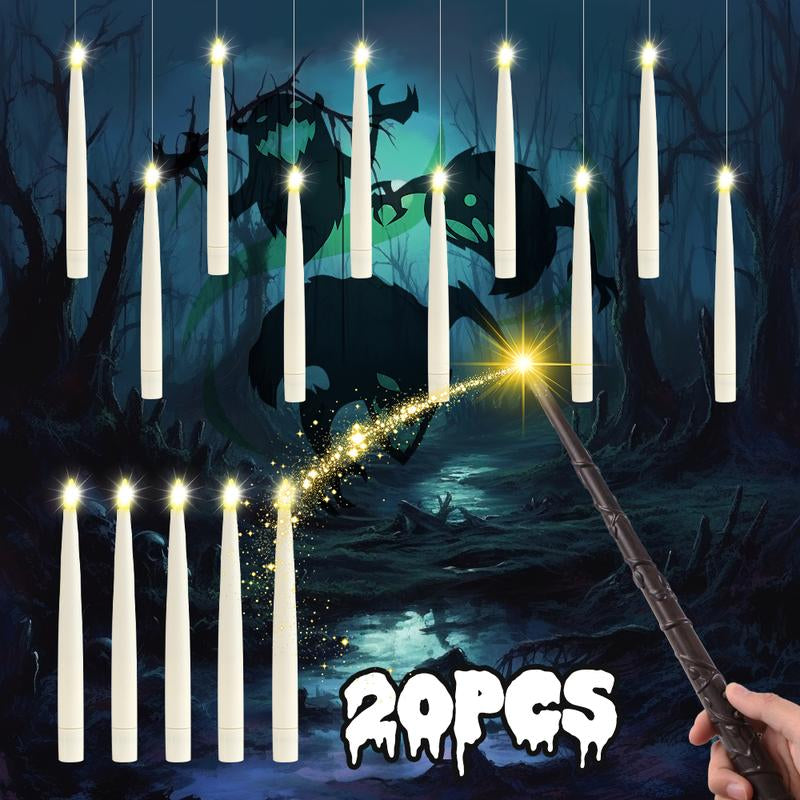 20 Pack Floating LED Taper Candles with Wand Remote & Timer