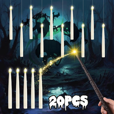 20 Pack Floating LED Taper Candles with Wand Remote & Timer