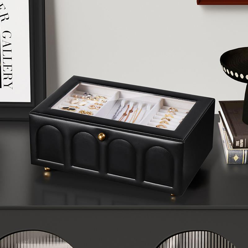 3 Layers Jewelry Velvet Box, 1 Set Large Capacity Jewelry Holder Organizer with Drawer, Lockable Divided Compartments Jewelry Multilayer Storage Boxes for Earring Necklace Ring, Gift for Women, Durable Storage Organizer