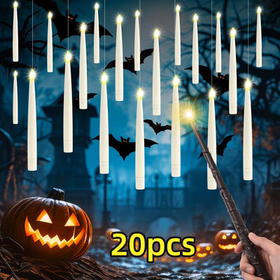20 Pack Floating LED Taper Candles with Wand Remote & Timer