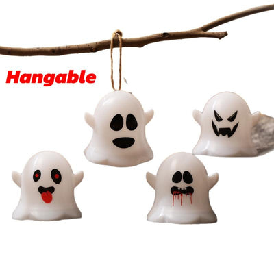 12 Pcs Halloween Ghost Face LED Candle Lights – Battery Powered, Hangable Decorative Ghost Candles for Spooky Party & Home Decor