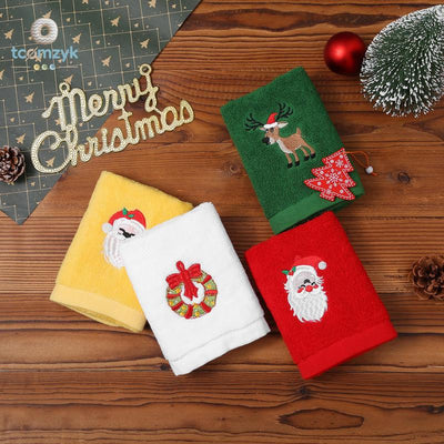 Christmas Hand Towels Set 4 Pack Embroidered Kitchen Dish Towels Decorative Dishcloths for Bathroom Housewarming Gifts