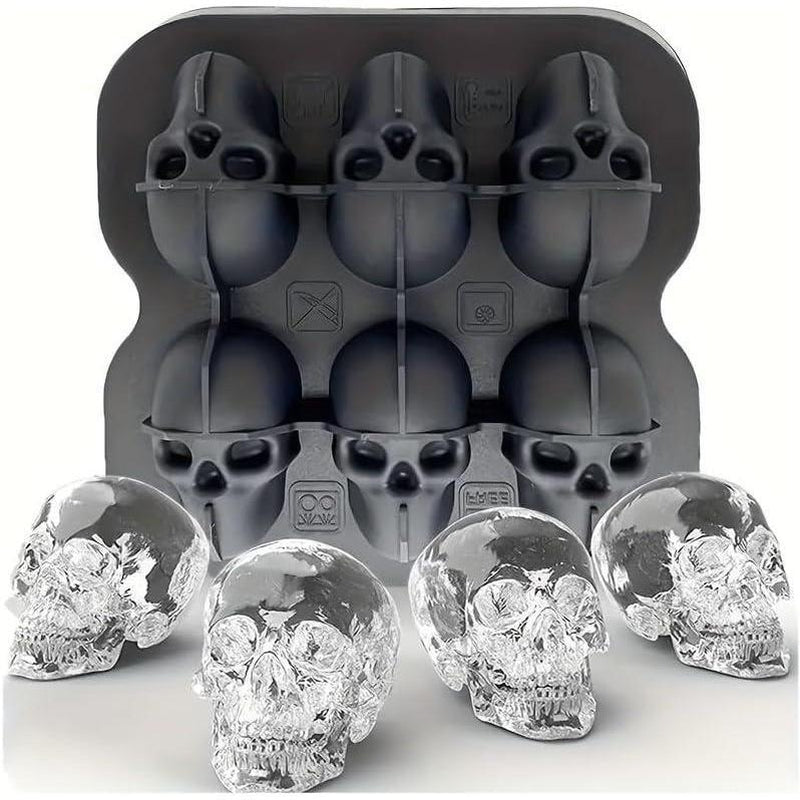 1Pc 6 Holes Skull Ice Cube Silicone Mold - Perfect for DIY Bar Parties, Cool Whiskey, Wine, Chocolate, Soap, Cake, and Fondant Making - Halloween Decor Kitchen Utensils Beverage Skeleton Tray Drink Shaped