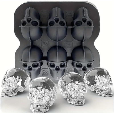 1Pc 6 Holes Skull Ice Cube Silicone Mold - Perfect for DIY Bar Parties, Cool Whiskey, Wine, Chocolate, Soap, Cake, and Fondant Making - Halloween Decor Kitchen Utensils Beverage Skeleton Tray Drink Shaped