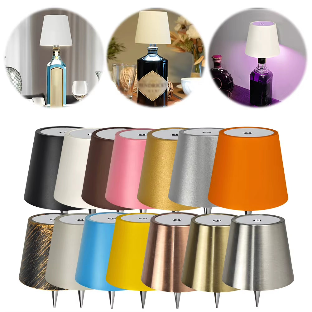 Dimmable LED Bottle Lamp USB Rechargeable Touch Control Wireless Touch Table Lamp Cordless Table Lamp for Family Restaurant &Bar