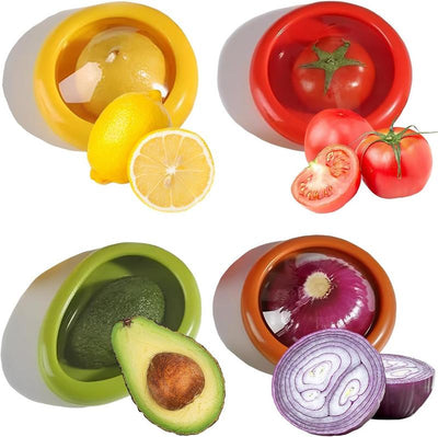 4PCS Fruit Storage Box, Avocado Saver, Reusable Storage Containers for Fridge, Fruit & Vegetable Storage for Onion, Tomato, Lemon