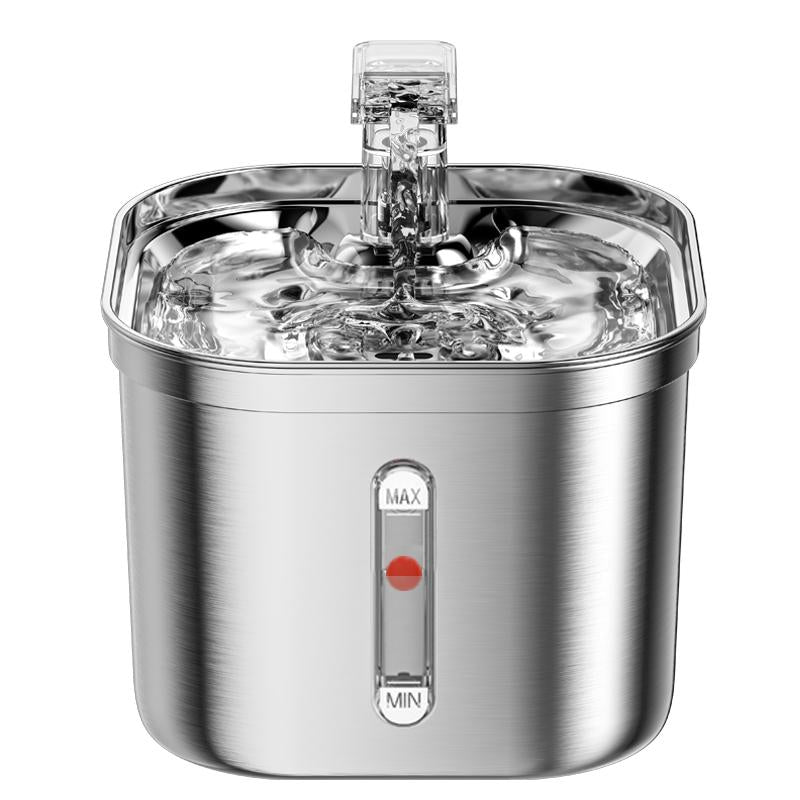 Cat Water Fountain, Stainless Steel Pet Water Fountain for Cats Inside, 3 Filters&Ultra-Quiet Pump, 2.2L/73Oz Automatic Dog Dispenser Water Bowl, Multiple Pets Water Fountain Square