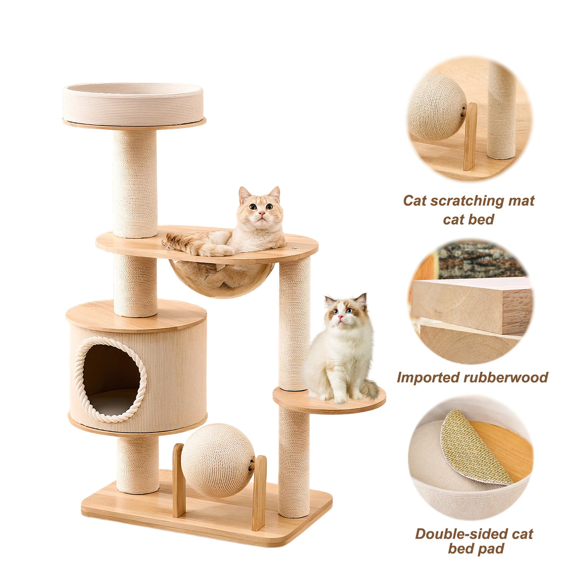 Cat Tree for Large Cats - 5 Tier Heavy Duty Cat Tower with XXL Hammock, Sisal Scratching Posts & Multi-Level Platforms | Indoor Cat Climbing Furniture - quality features