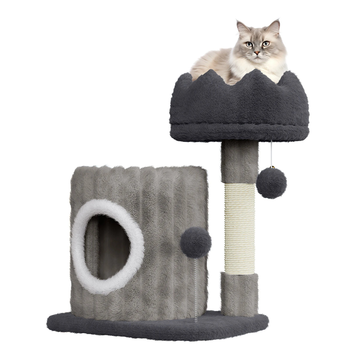 Small Cat Tree 53cm - Scratching Post, Cave & Perch Tower