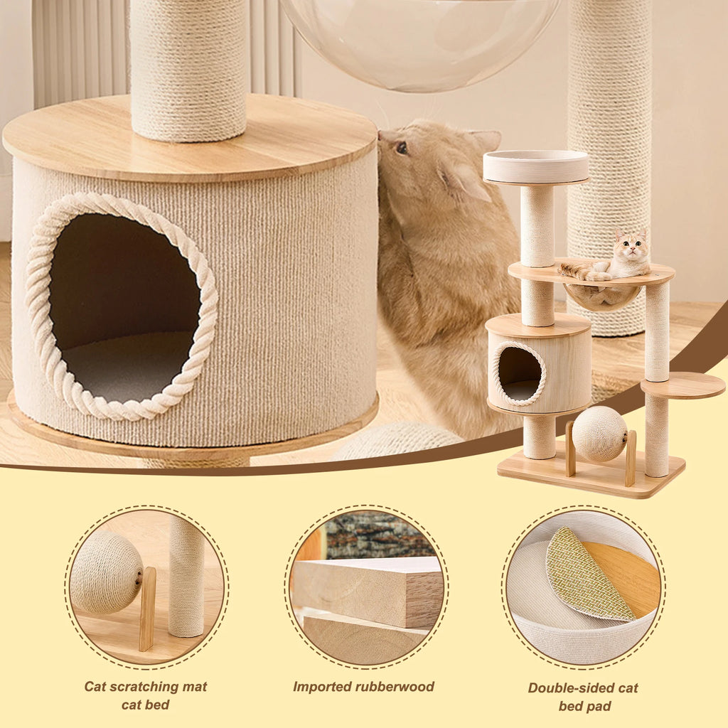 Cat Tree for Large Cats - 5 Tier Heavy Duty Cat Tower with XXL Hammock, Sisal Scratching Posts & Multi-Level Platforms | Indoor Cat Climbing Furniture - features