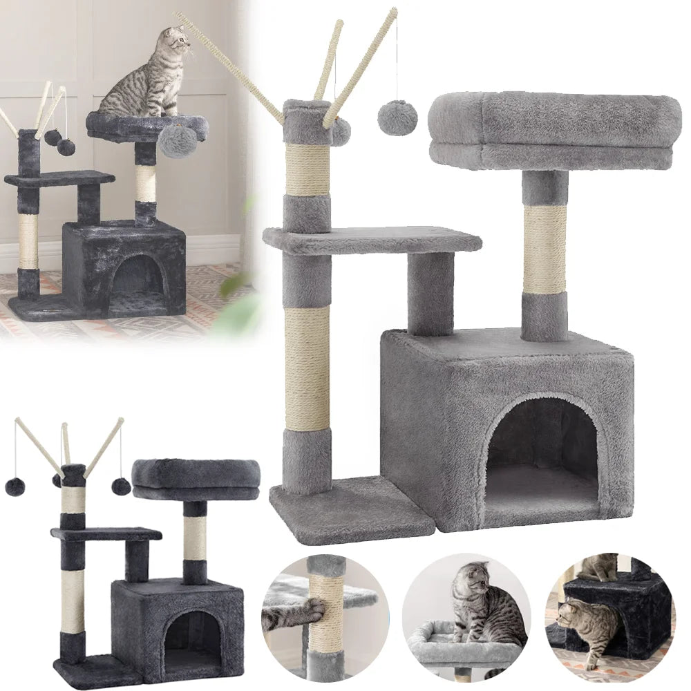72cm Multi-Level Cat Tree Tower with Cozy Condo, Scratching Posts & Perch - Premium Climbing Frame for Indoor Cats