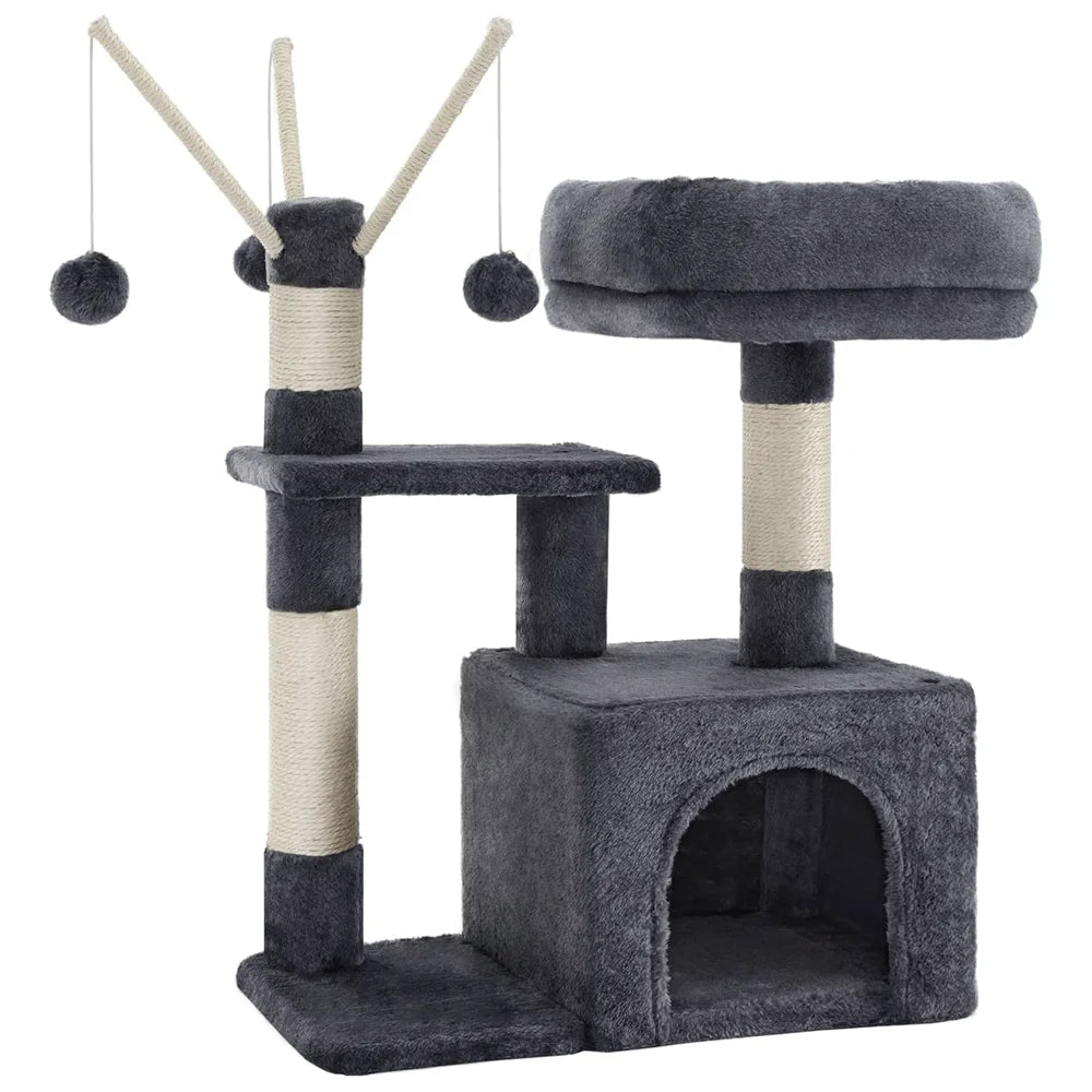 72cm Multi-Level Cat Tree Tower with Cozy Condo, Scratching Posts & Perch - Premium Climbing Frame for Indoor Cats