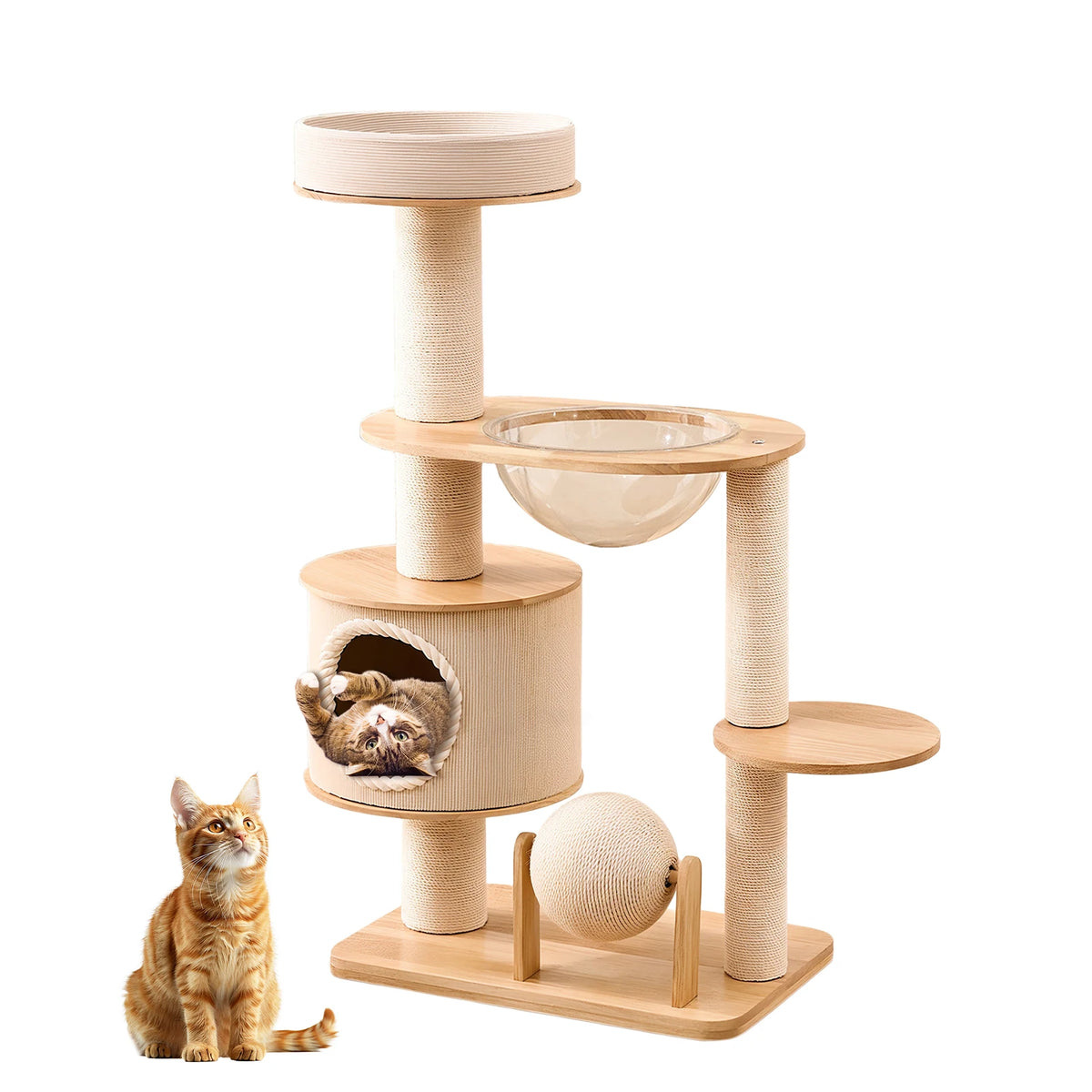Cat Tree for Large Cats - 5 Tier Heavy Duty Cat Tower with XXL Hammock, Sisal Scratching Posts & Multi-Level Platforms | Indoor Cat Climbing Furniture - play zone