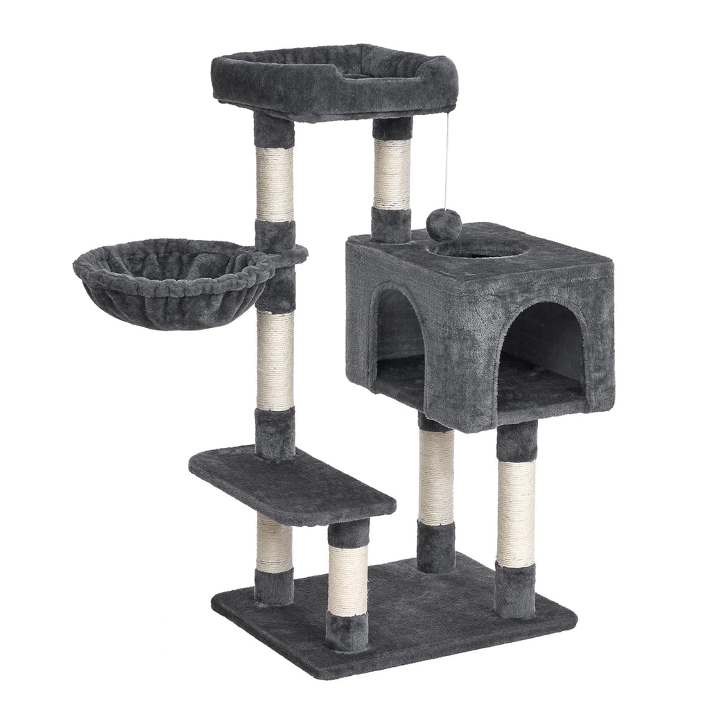 96cm Premium Cat Tree Tower - 6 Sisal Scratching Posts, Large Perch & Cozy Condo for Indoor/Large Cats