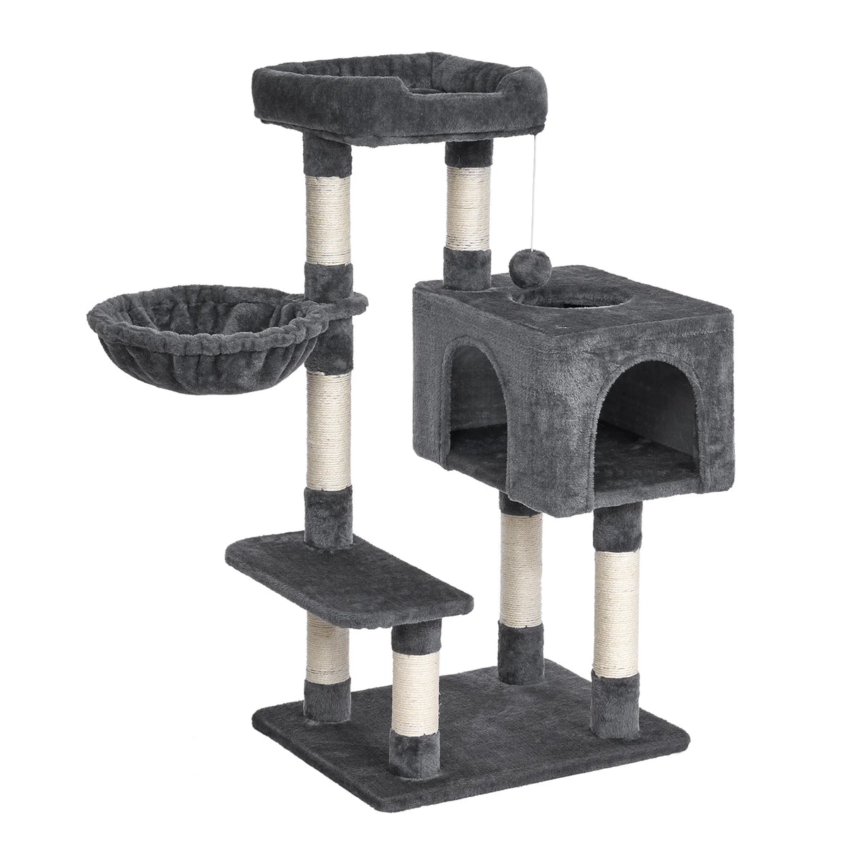 96cm Premium Cat Tree Tower - 6 Sisal Scratching Posts, Large Perch & Cozy Condo for Indoor/Large Cats