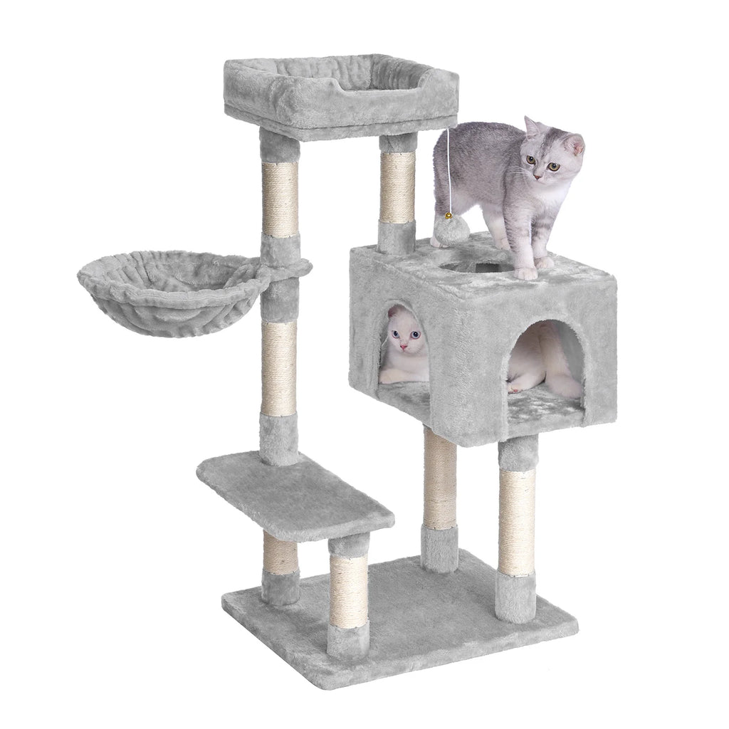 96cm Premium Cat Tree Tower - 6 Sisal Scratching Posts, Large Perch & Cozy Condo for Indoor/Large Cats
