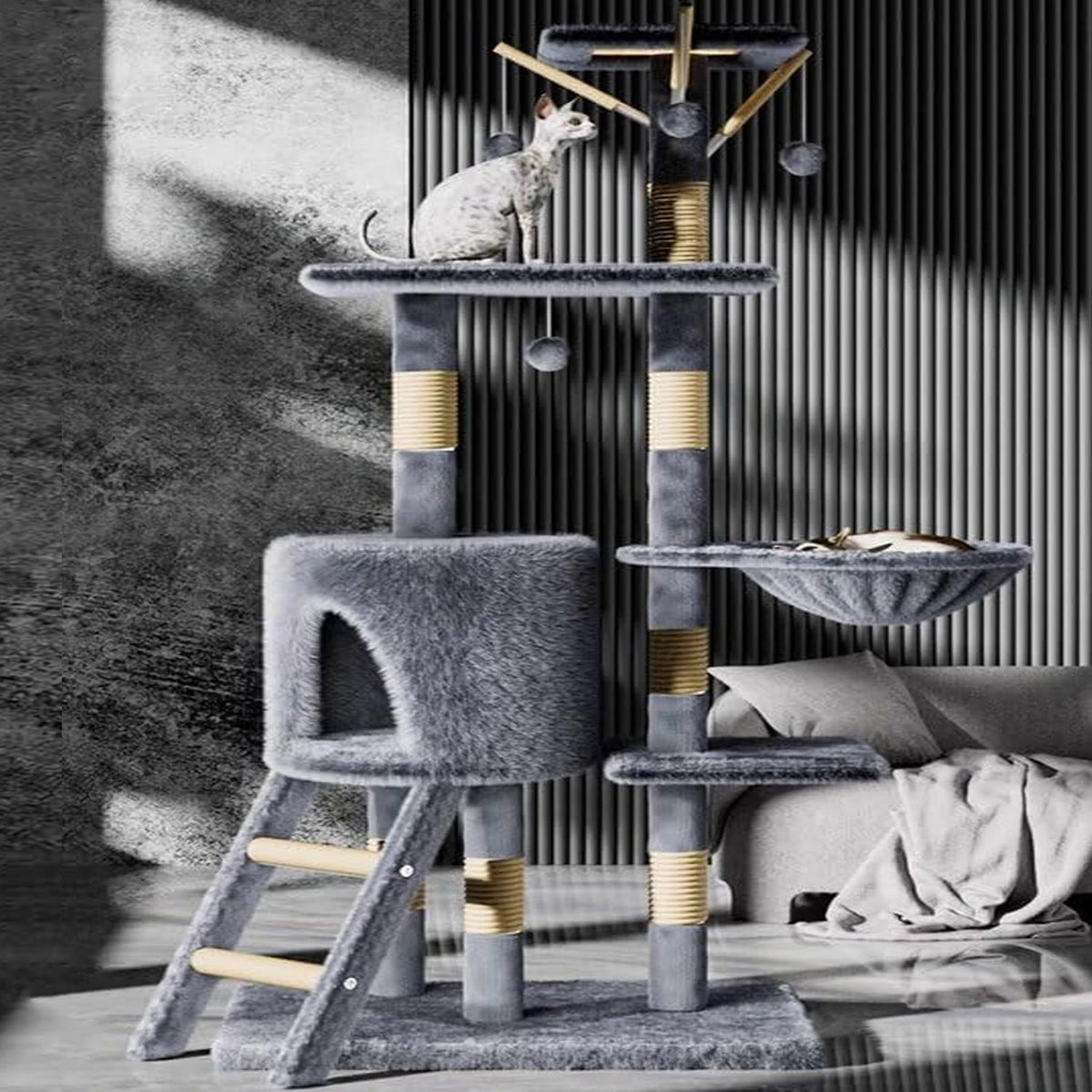  Large cat tree in modern living room setting 1