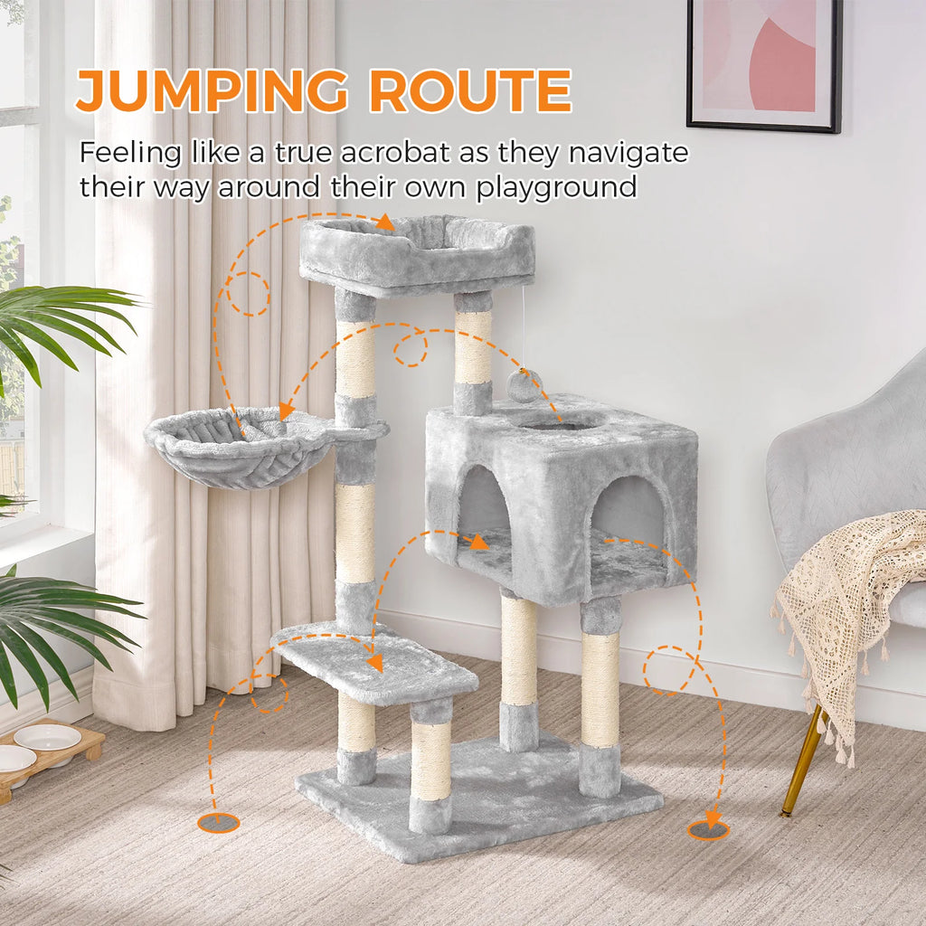 96cm Premium Cat Tree Tower - 6 Sisal Scratching Posts, Large Perch & Cozy Condo for Indoor/Large Cats