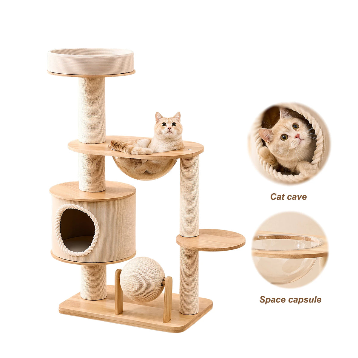 Cat Tree for Large Cats - 5 Tier Heavy Duty Cat Tower with XXL Hammock, Sisal Scratching Posts & Multi-Level Platforms | Indoor Cat Climbing Furniture - multi features