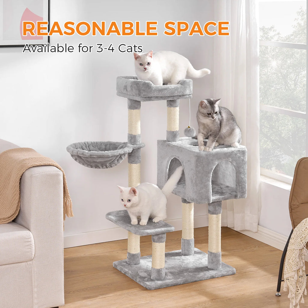 96cm Premium Cat Tree Tower - 6 Sisal Scratching Posts, Large Perch & Cozy Condo for Indoor/Large Cats
