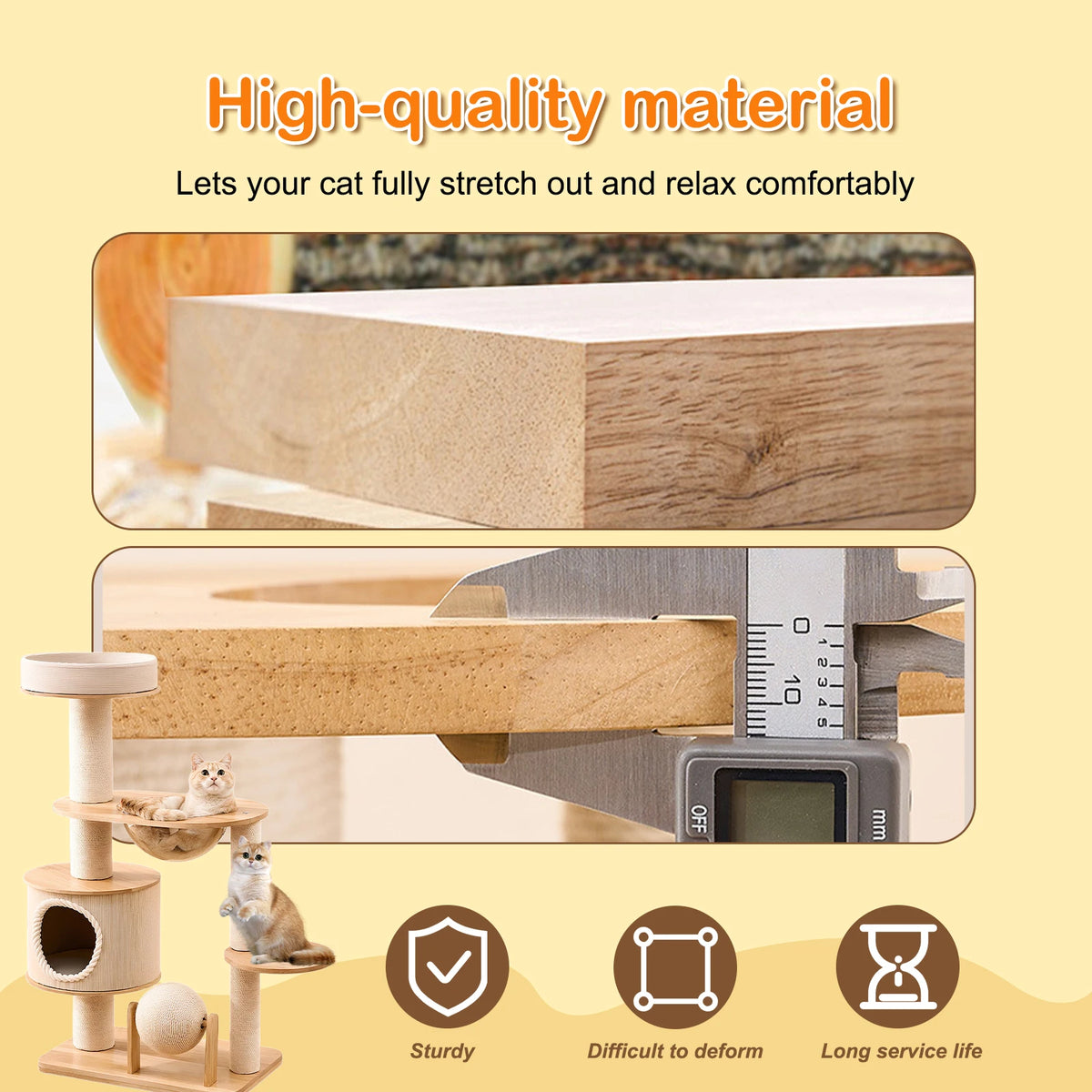 Cat Tree for Large Cats - 5 Tier Heavy Duty Cat Tower with XXL Hammock, Sisal Scratching Posts & Multi-Level Platforms | Indoor Cat Climbing Furniture - high quality material