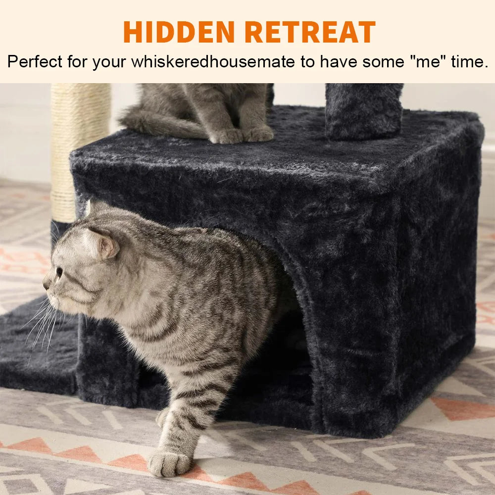 72cm Multi-Level Cat Tree Tower with Cozy Condo, Scratching Posts & Perch - Premium Climbing Frame for Indoor Cats