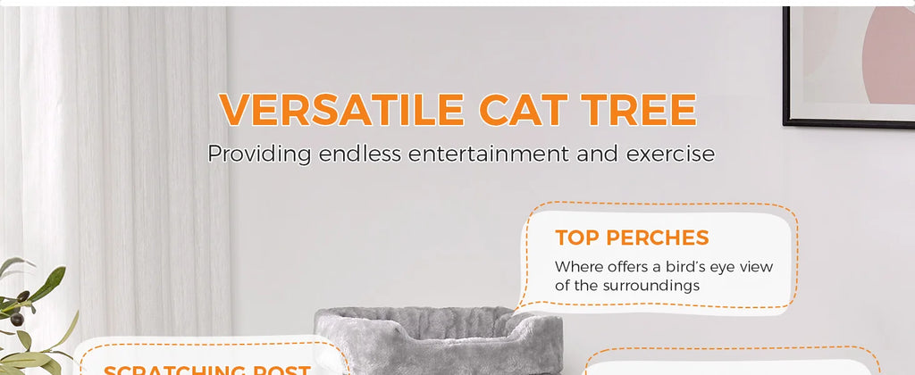 96cm Premium Cat Tree Tower - 6 Sisal Scratching Posts, Large Perch & Cozy Condo for Indoor/Large Cats