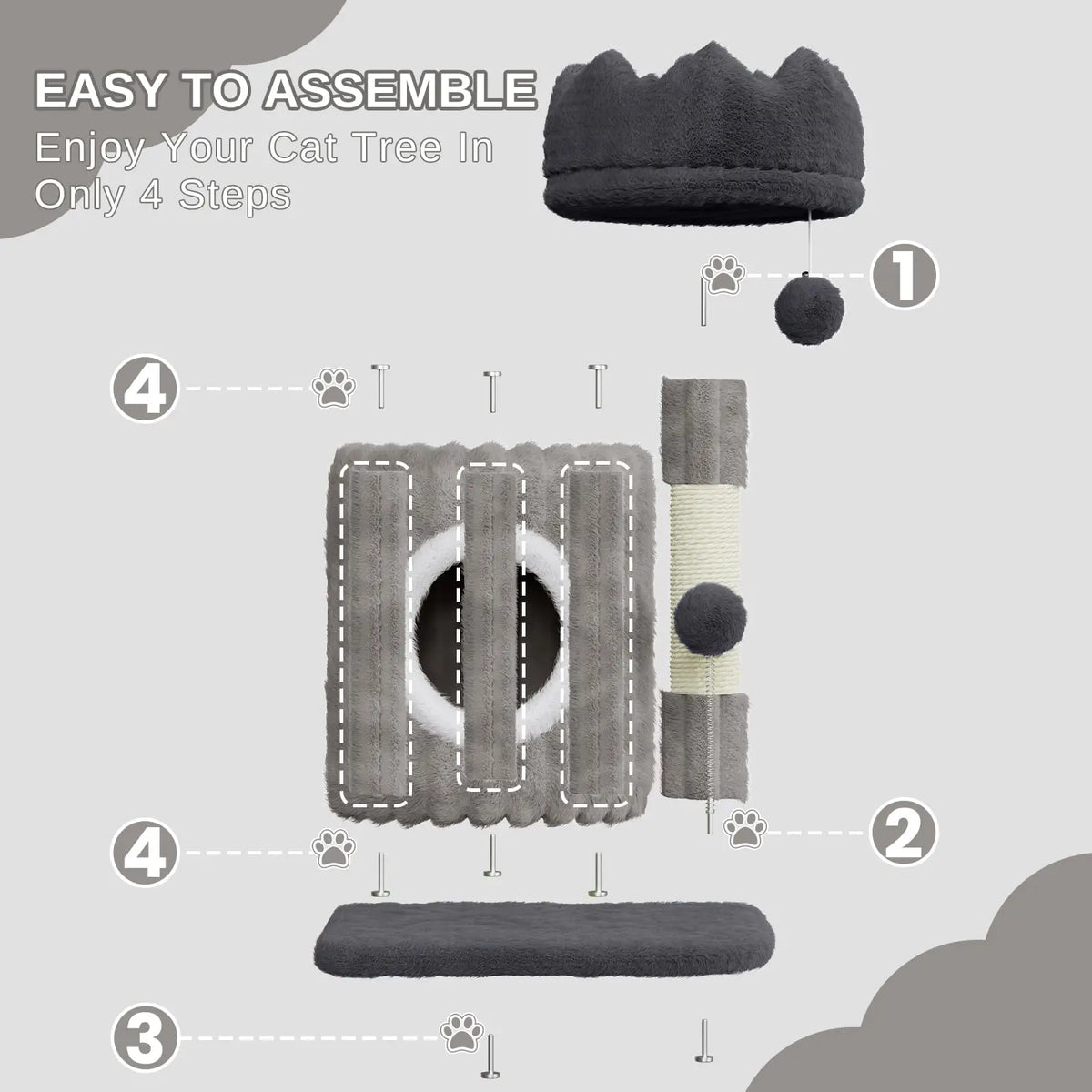 Small Cat Tree 53cm - Scratching Post, Cave & Perch Tower