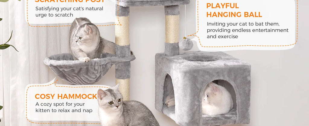 96cm Premium Cat Tree Tower - 6 Sisal Scratching Posts, Large Perch & Cozy Condo for Indoor/Large Cats
