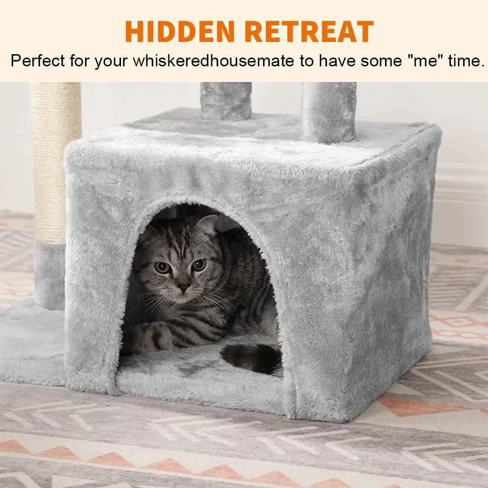 72cm Multi-Level Cat Tree Tower with Cozy Condo, Scratching Posts & Perch - Premium Climbing Frame for Indoor Cats