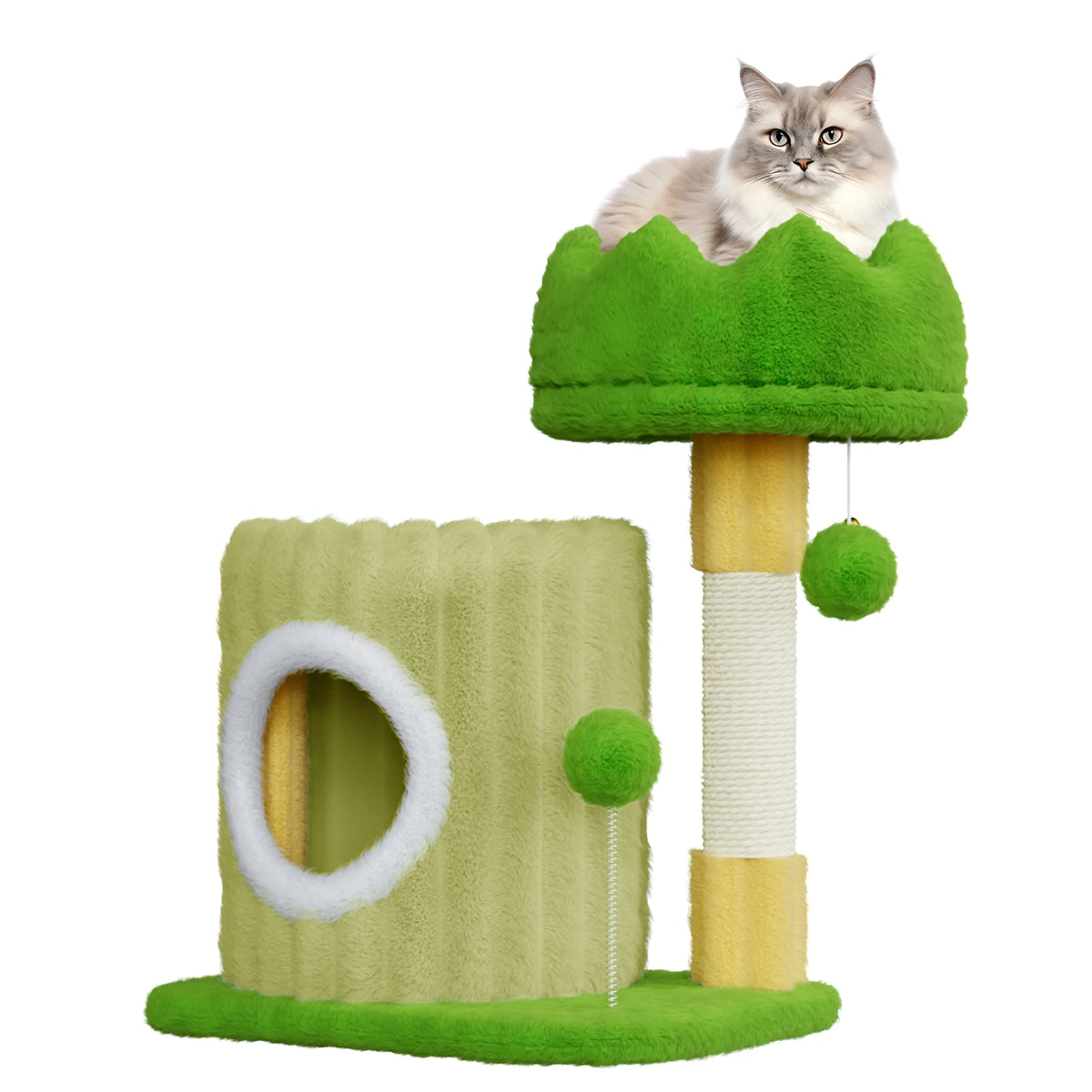 Small Cat Tree 53cm - Scratching Post, Cave & Perch Tower
