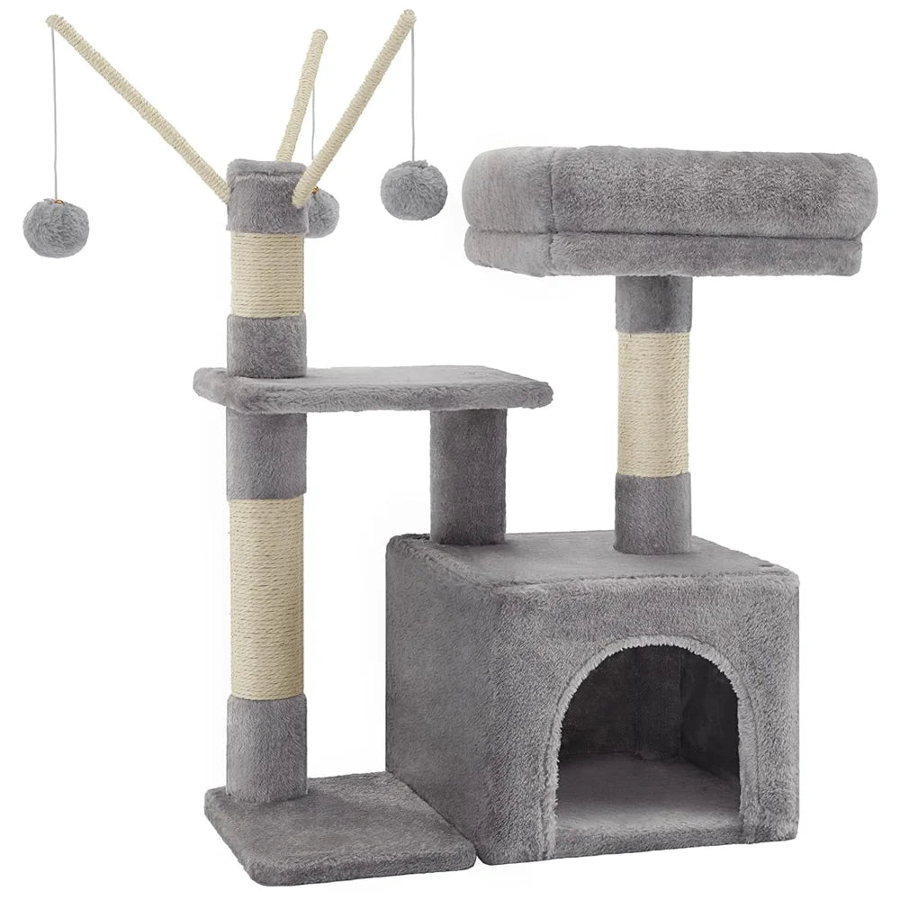 72cm Multi-Level Cat Tree Tower with Cozy Condo, Scratching Posts & Perch - Premium Climbing Frame for Indoor Cats