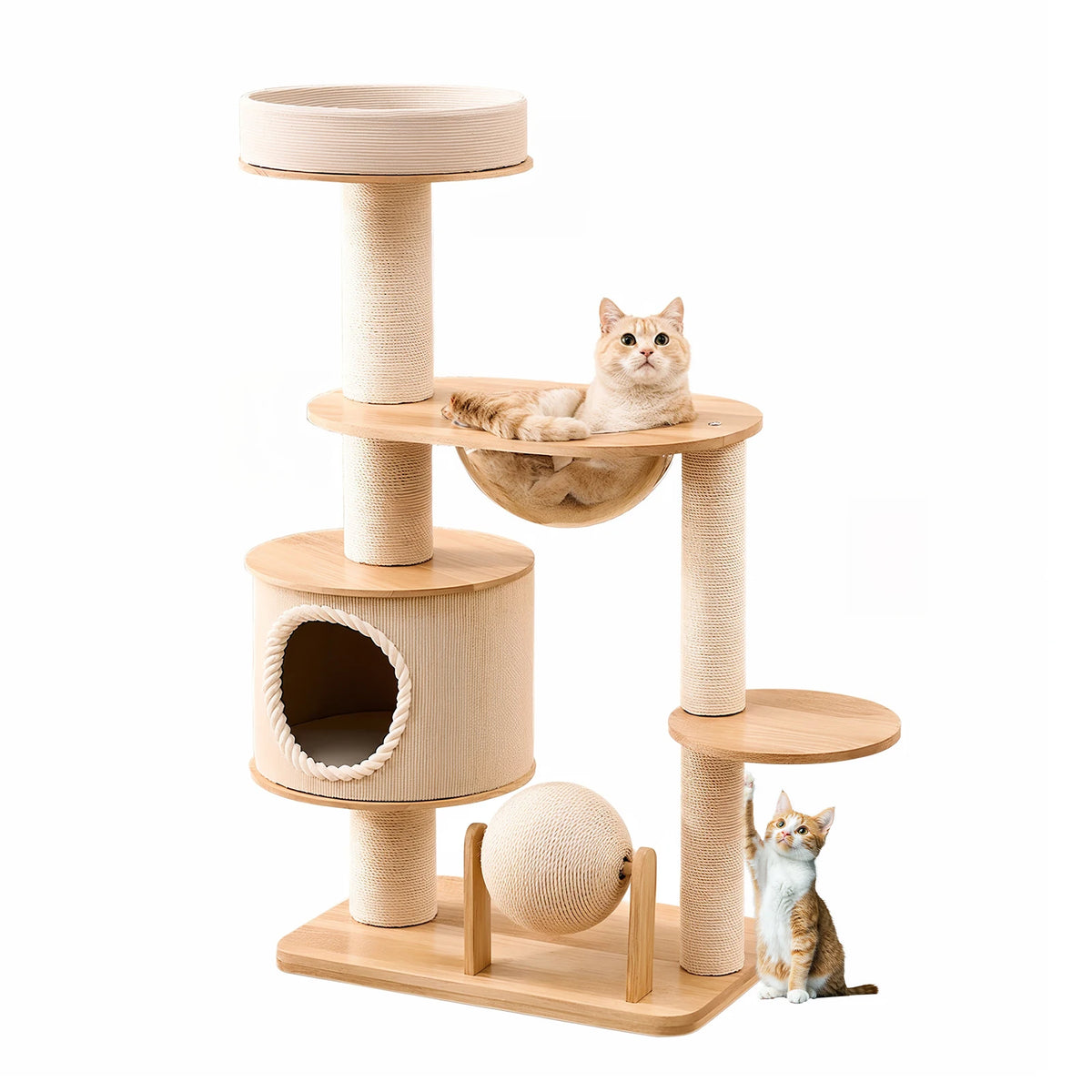 Cat Tree for Large Cats - 5 Tier Heavy Duty Cat Tower with XXL Hammock, Sisal Scratching Posts & Multi-Level Platforms | Indoor Cat Climbing Furniture - play zone mult cats at multi levels